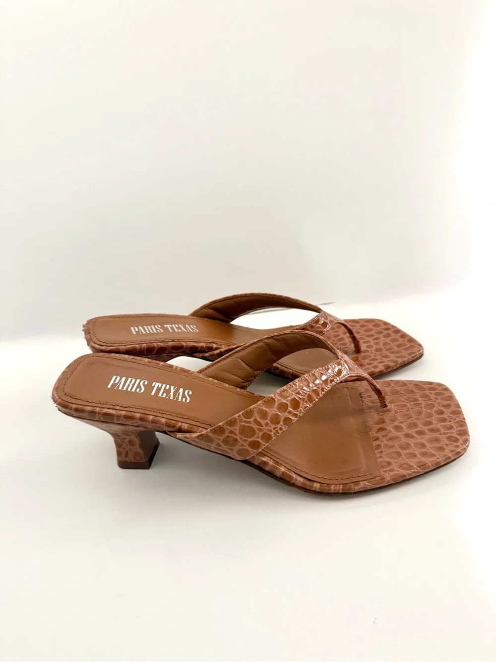 Paris Texas Moc Croco Mule Sandals Flip Flop Embossed Leather Size 7